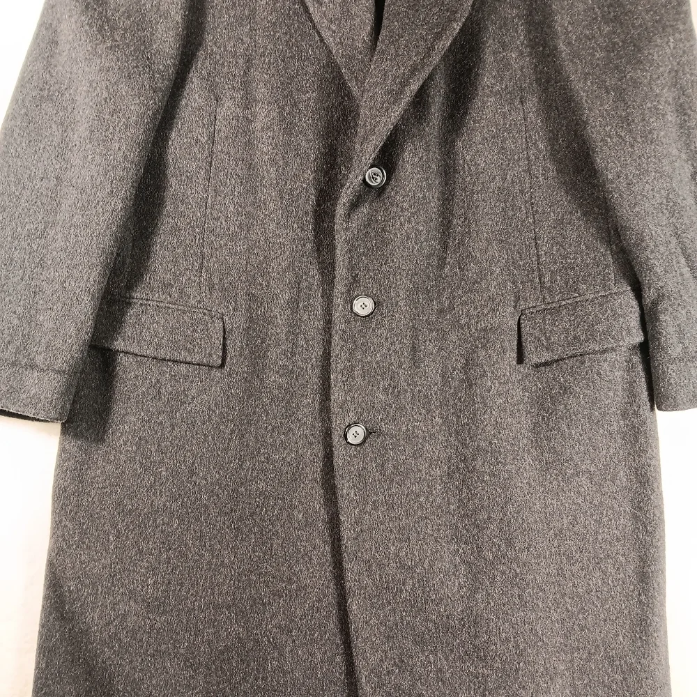Vintage Nino Cerruti Coat Men’s 48r Gray Wool Cashmere Long Overcoat Peacoat